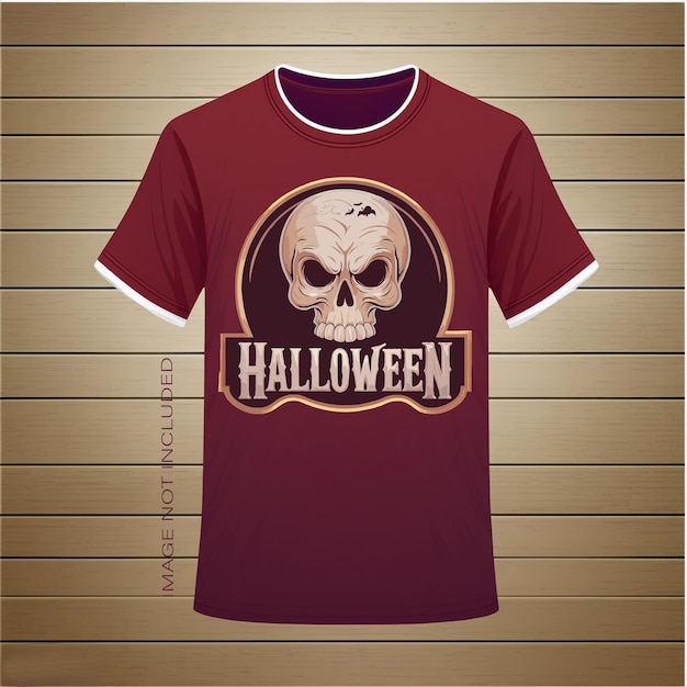 Halloween horror skull tshirt design vector art illustration