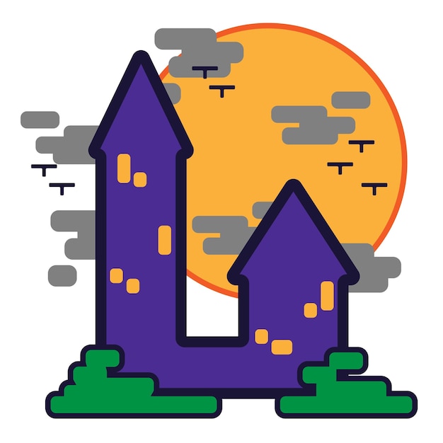 Halloween house flat design