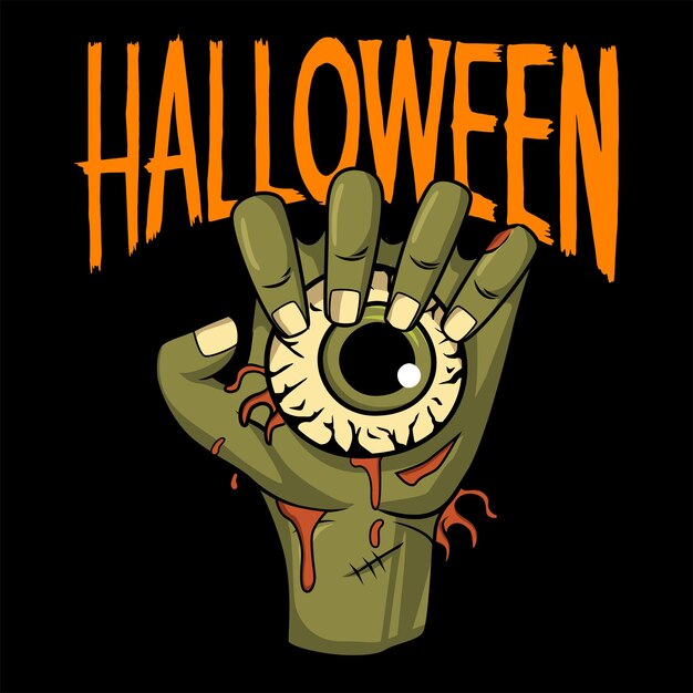 Halloween illustration hand of zombie isolated dark background