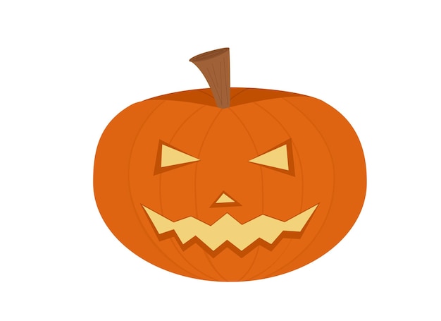 Halloween illustration of orange pumpkin with carved eyes and sharp teeth