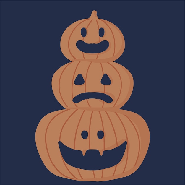 Halloween illustration of tree scary pumpkins