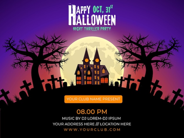 Halloween illustration with Colorful moon night background