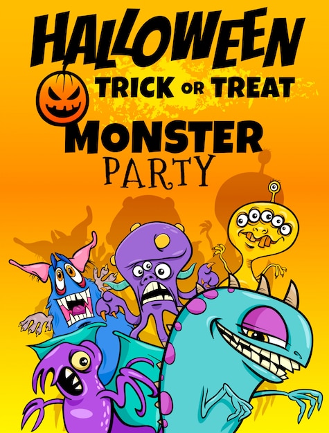 Halloween illustration with monsters