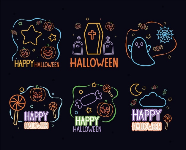 Halloween illustrations set