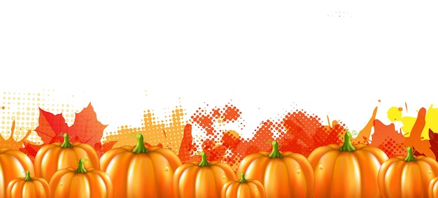 Halloween Illustrations With Pumpkins Frame With Gradient Mesh Vector Illustration