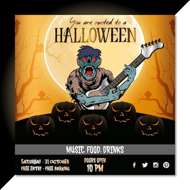 halloween instagram post or square web banner template