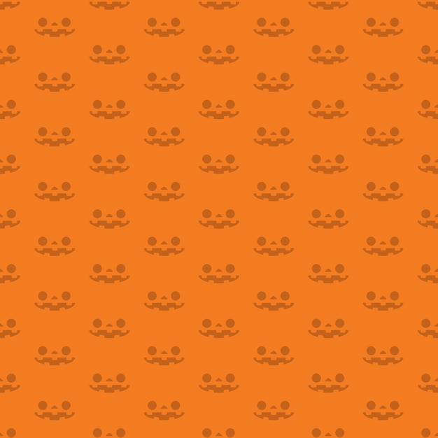 Vector halloween jack o lantern pumpkin faces seamless pattern.