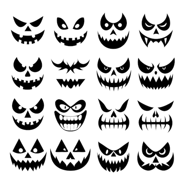 Halloween jackolantern faces vector collection