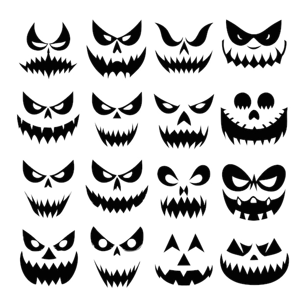 Vector halloween jackolantern faces vector collection