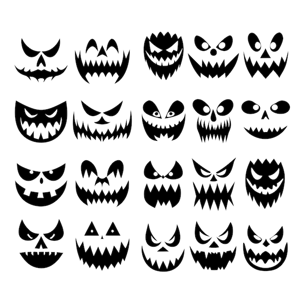 Halloween jackolantern faces vector collection