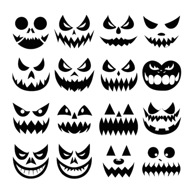 Halloween jackolantern faces vector collection