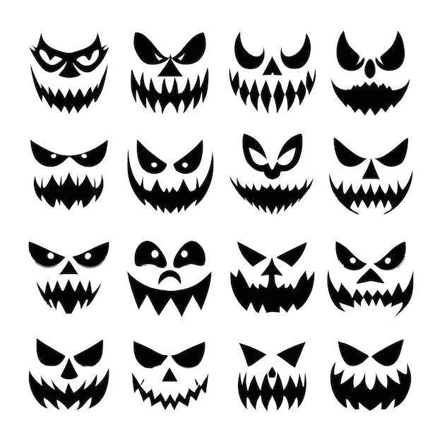 Halloween jackolantern faces vector collection