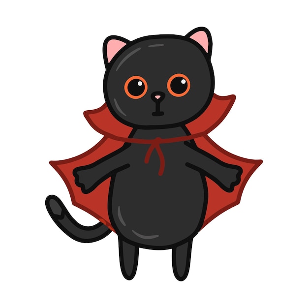 Halloween kawaii cat with costume vector illustration