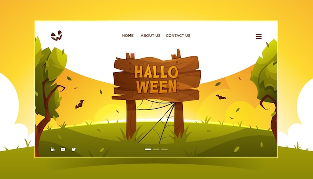 Halloween landing page template with halloween board