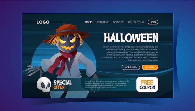 Halloween landing page template with halloween special offers