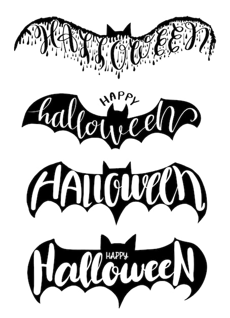 Halloween lettering on bat vector illustration for halloween party , halloween element invitation card, poster, and print sticker