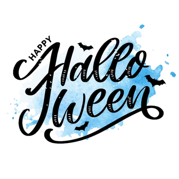 Halloween lettering greeting card calligraphy text brush black