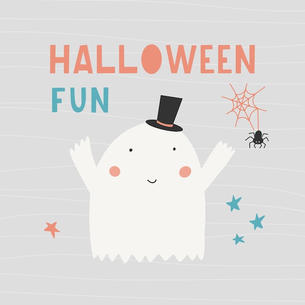 Halloween lettering  Halloween fun  with a cute ghost