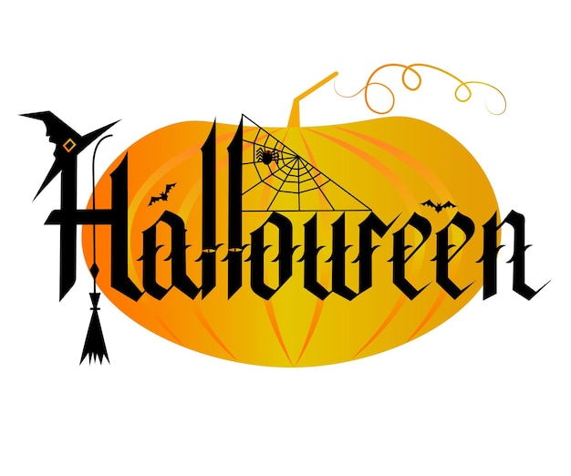 Vector halloween lettering  pumpkin