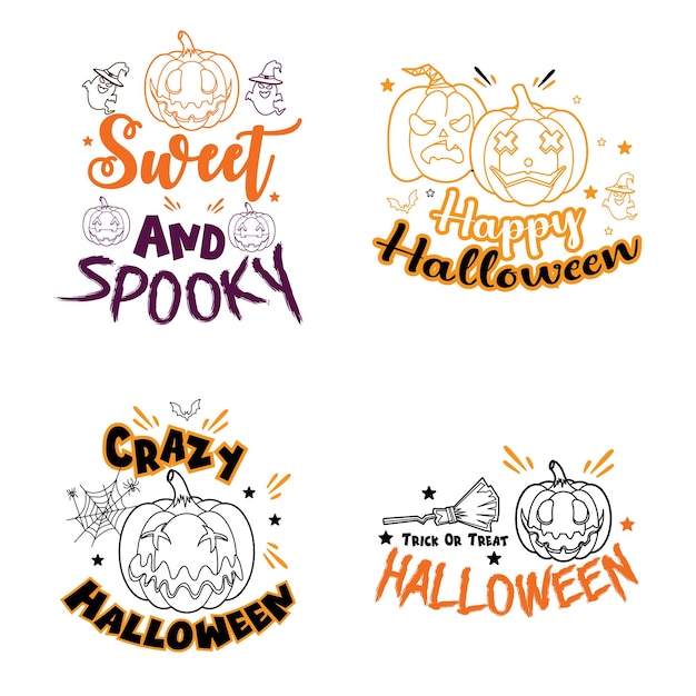 Halloween lettering typography set Happy Halloween typography Design