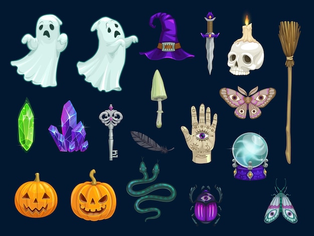 Halloween magic and occult vector objects