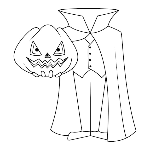 Halloween man with pumpkin for head coloring page