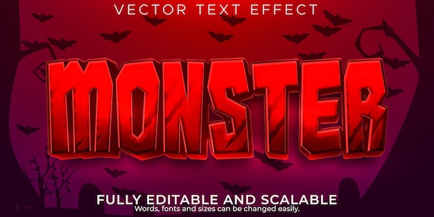 Halloween monster text effect, editable red and evil text style