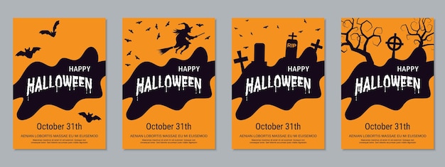 Halloween night flyer vector design templates collection