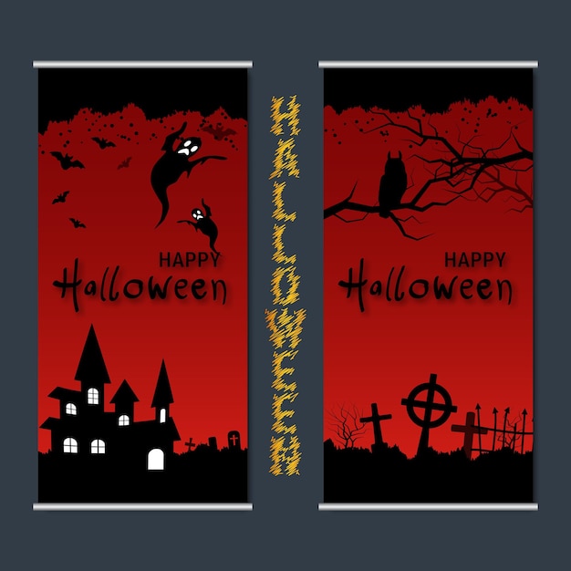 Halloween night flyer vector design templates collection