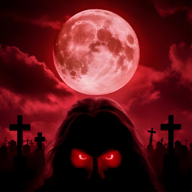 Vector halloween night glowing red eyes background