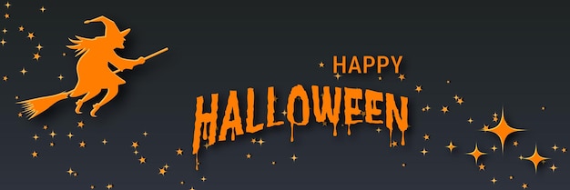 Halloween night horizontal banner vector design template