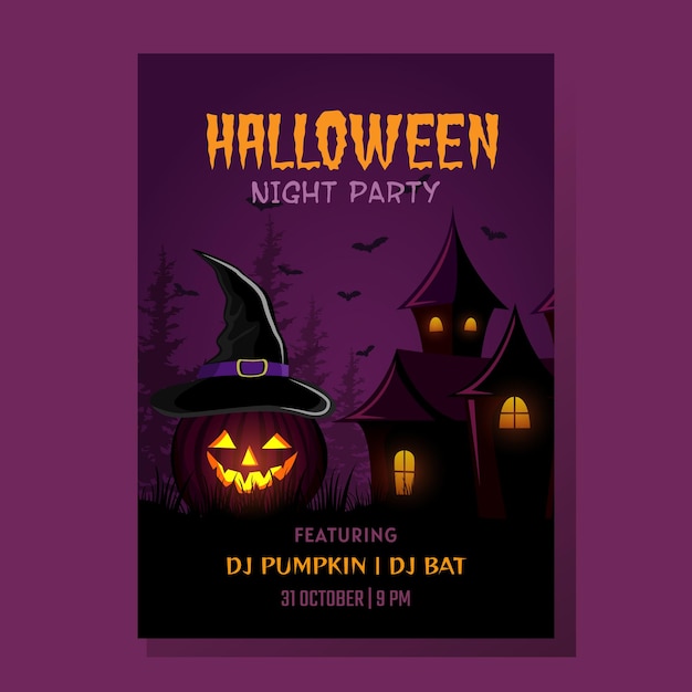 Halloween Night Party Dark Purple Mode Poster Design