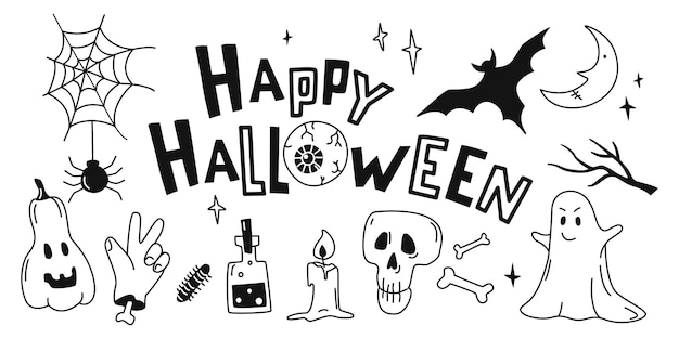 Vector halloween objects and symbols