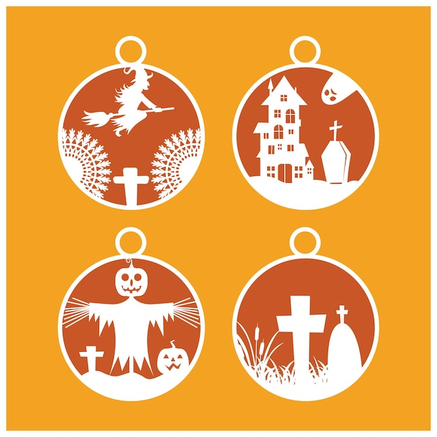 Halloween ornaments element vector set