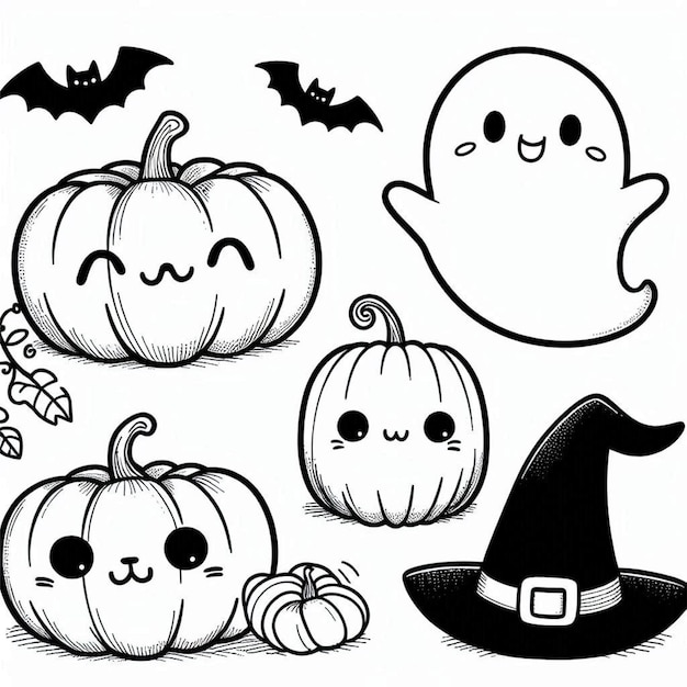 Vector halloween outline drawing