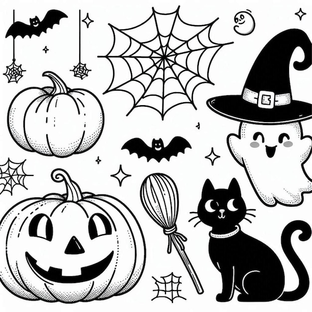 Vector halloween outline drawing