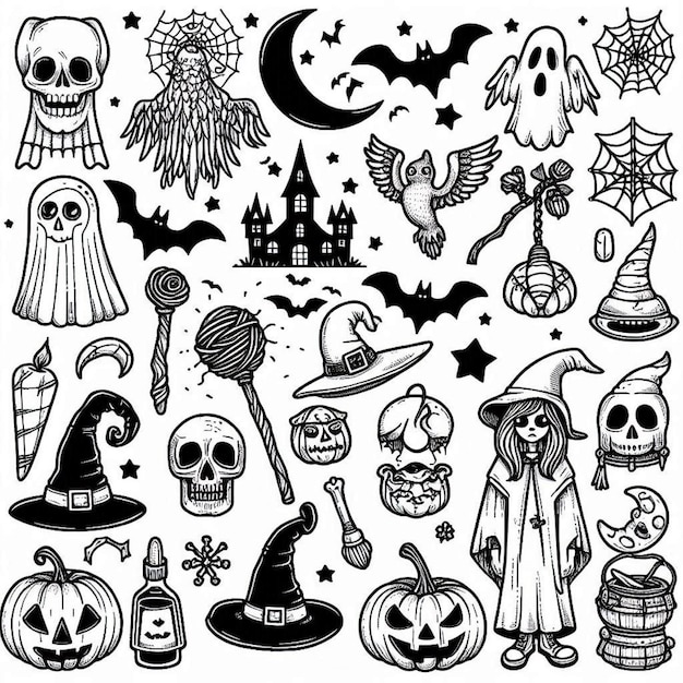 Vector halloween outline drawing