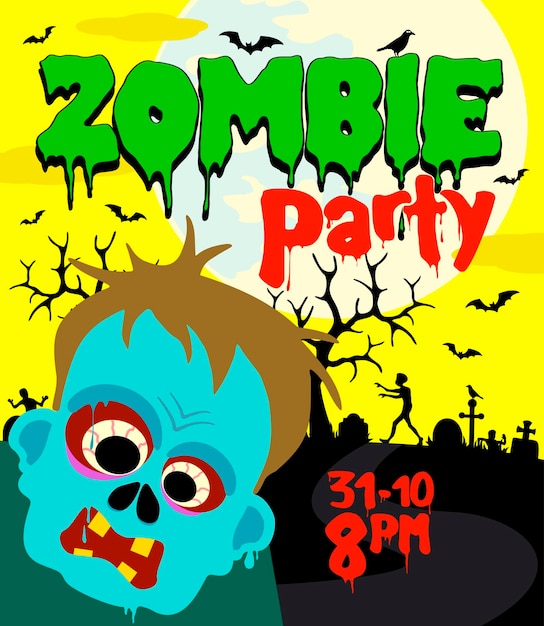 Halloween party background with zombie