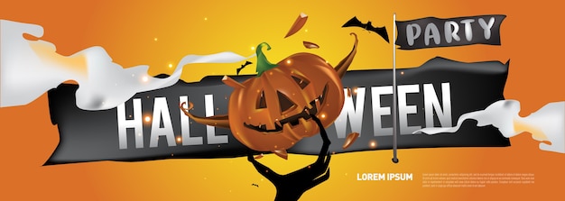 Halloween party banner design template