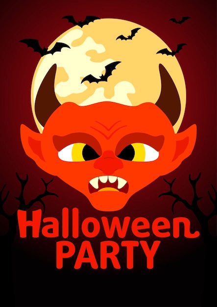 Halloween Party banner with Devil