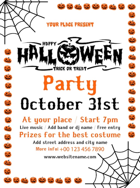 Halloween party celebration poster flyer or social media post design