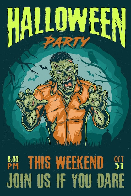 Halloween party colorful advertising poster