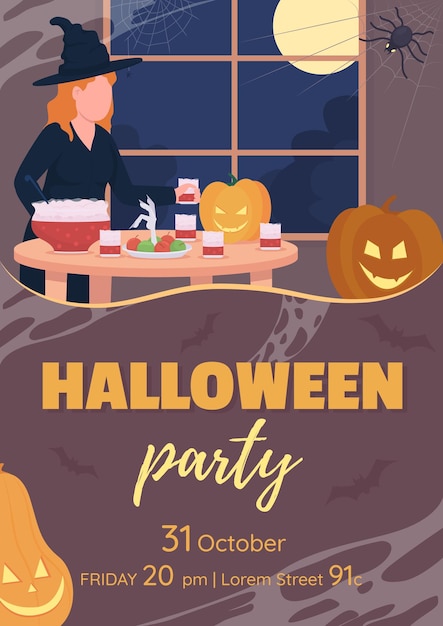 Halloween party flat vector banner template