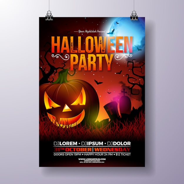 Halloween Party flyer vector illustration 