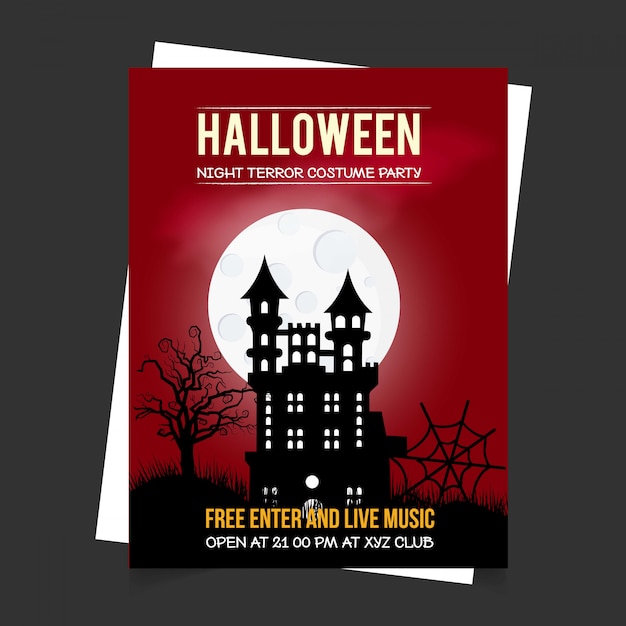 Halloween party invitation card with dark background vector