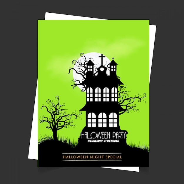 Halloween party invitation card with dark background vector