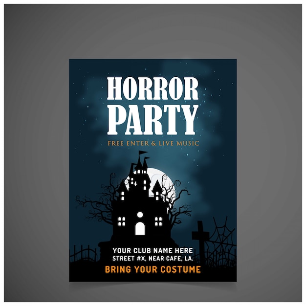 Halloween party invitation card with dark background vector