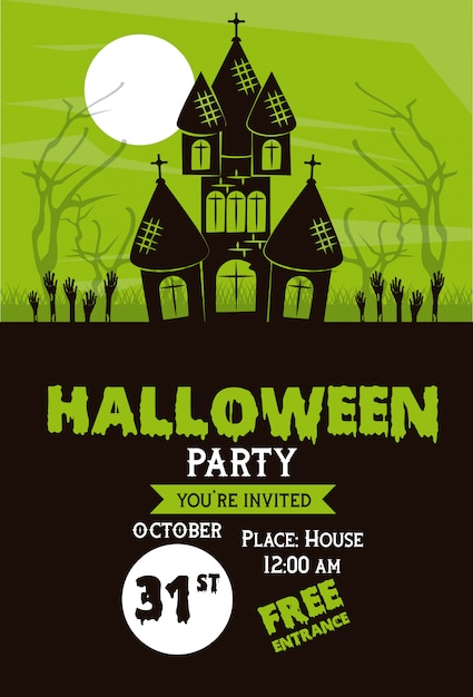 Vector halloween party invitation card