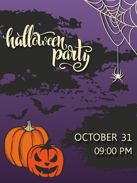 Halloween party poster Lettering Halloween 31 october Placard for a party on All Saints Day Flyer for a party