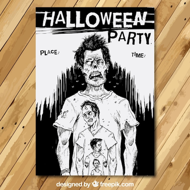 Vector halloween party poster with zombies